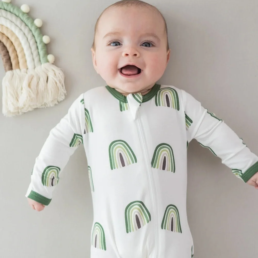 KYTE Baby 6-12 Mnths Green and White Kids One Piece
